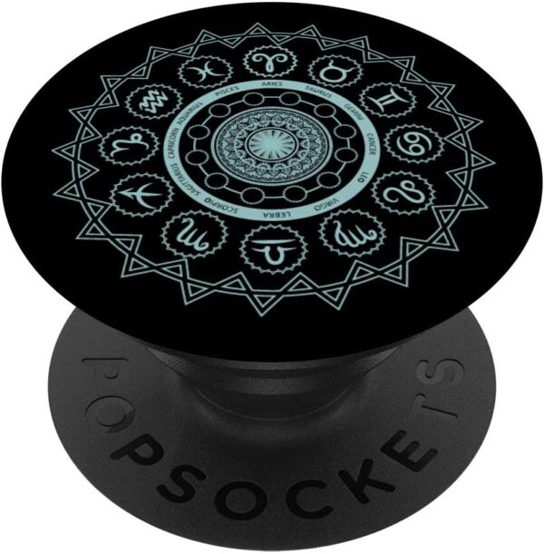 12 Horoscope Sign Zodiac Astrology Zen Spiritual Mandala PopSockets Grip and Stand for Phones and Tablets