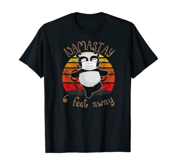 Vintage Panda Yoga Tree Pose Namaste Namastay 6 Feet Away T-Shirt