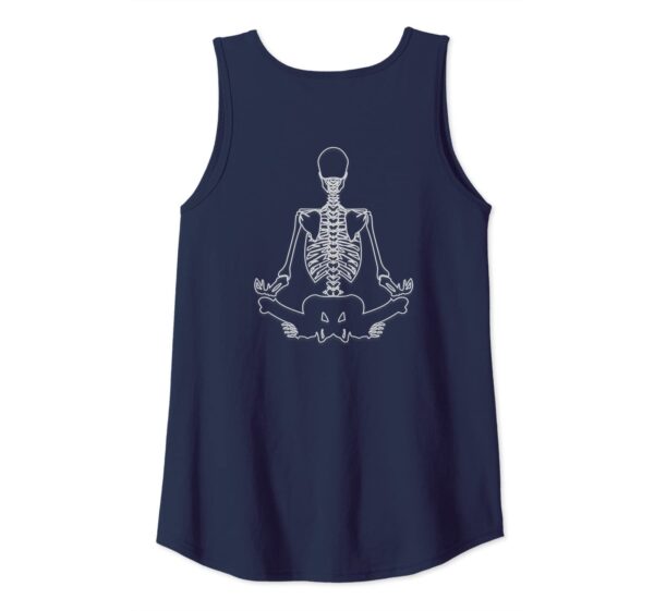 Spooky Zen Yoga Skeleton Meditating in Lotus Pose Back Side Tank Top