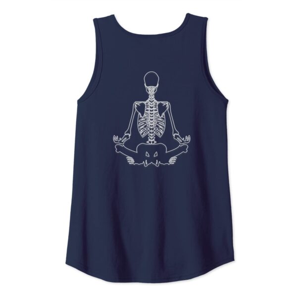 Spooky Zen Yoga Skeleton Meditating in Lotus Pose Back Side Tank Top