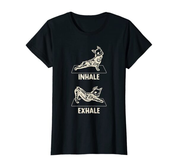 Cute French Bulldog Skeleton Calavera Yoga Inhale Exhale T-Shirt