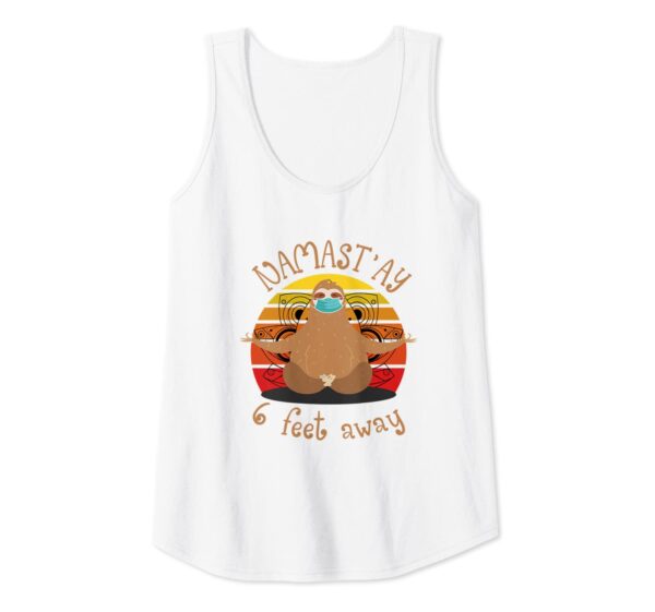 Funny Vintage Namaste Sloth Namastay 6 Feet Away Meditation Tank Top