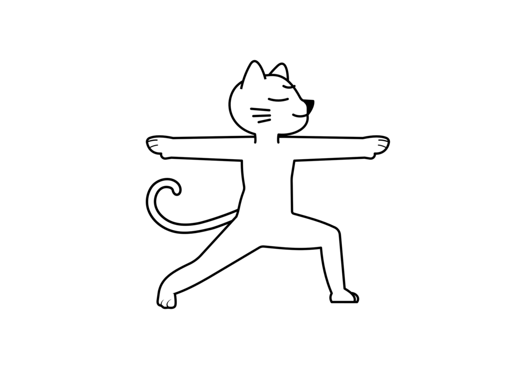 three eyed cat yoga wrarrior 2
