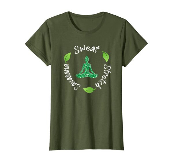 Funny Hippie Sweat Streatch Savasana Repeat Yoga Quote T-Shirt