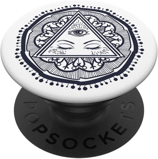 Third Eye Chakra Black & White Base Mandala Yoga Meditation PopSockets PopGrip