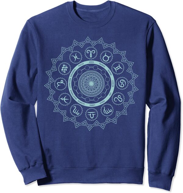 12 Horoscope Sign Zodiac Astrology Zen Spiritual Mandala Sweatshirt