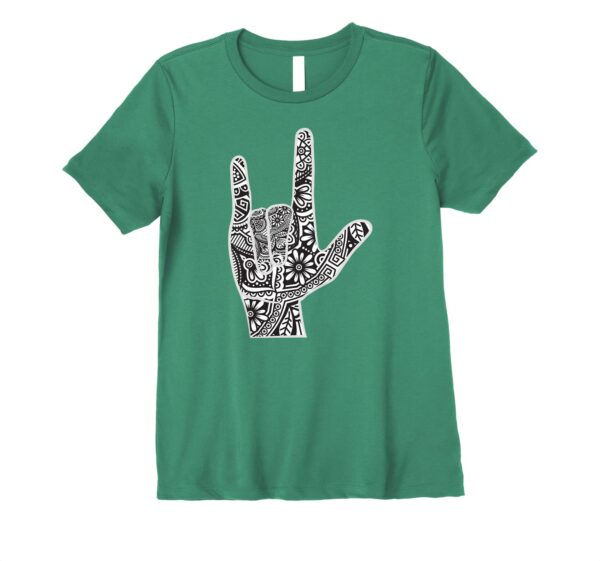 ASL I Love You Hand Sign Language with Zen Mandala Hippie Premium T-Shirt