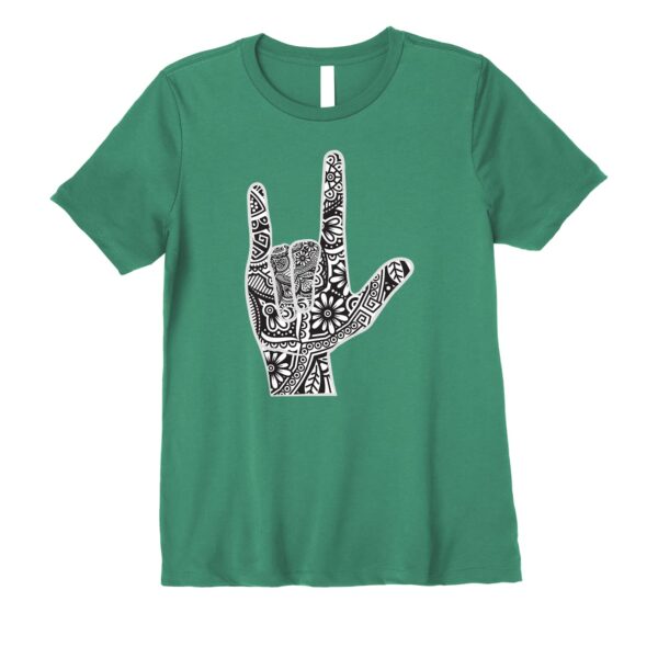 ASL I Love You Hand Sign Language with Zen Mandala Hippie Premium T-Shirt