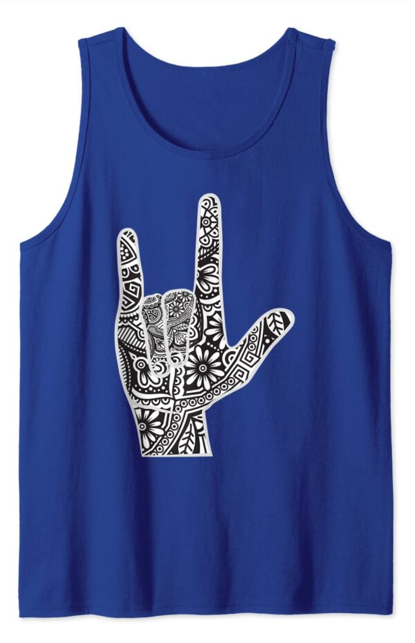 ASL I Love You Hand Sign Language with Zen Mandala Hippie Tank Top