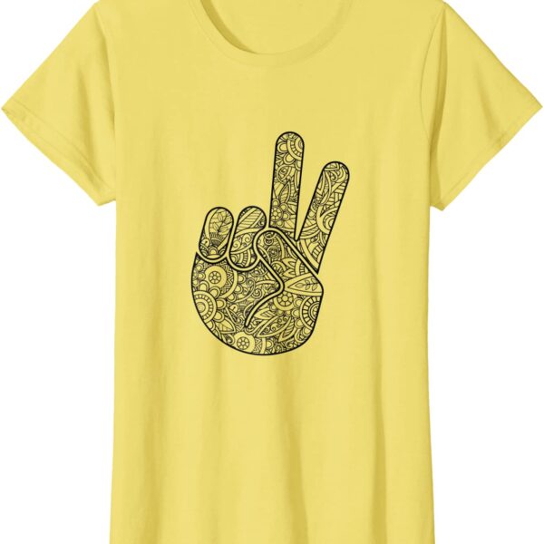 ASL Peace Hand Sign Language with Zen Mandala Hippie T-Shirt