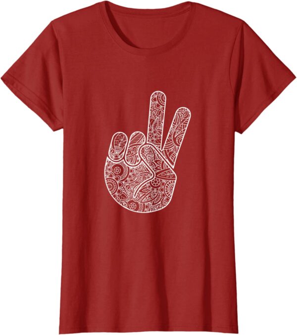 ASL Peace Hand Sign Language with Zen Mandala Hippie T-Shirt