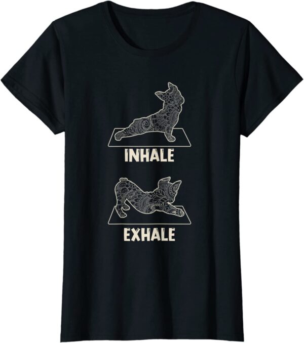 Bulldog Yoga Inhale Exhale Zen Mandala Cute Dog Yoga T-Shirt-productor-mockup
