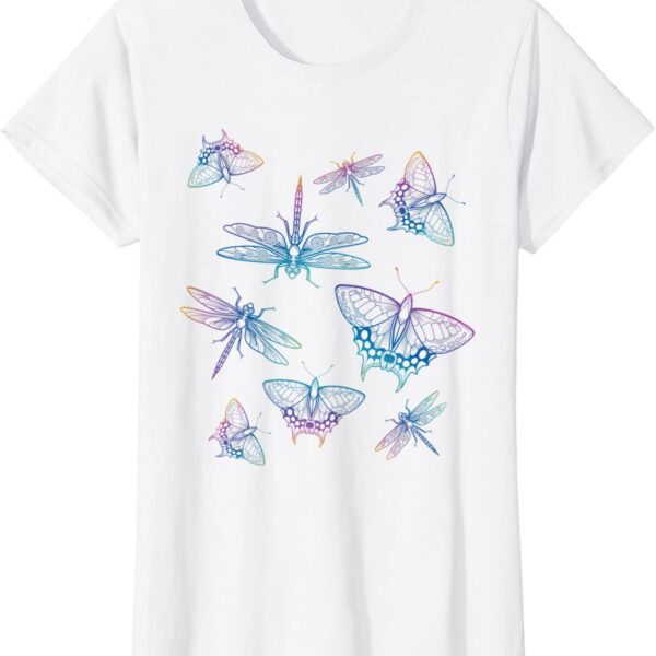 Dragonflies Butterflies Colorful Mandala Zen Insects Hippie T-Shirt