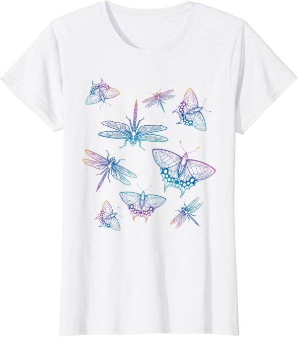 Dragonflies Butterflies Colorful Mandala Zen Insects Hippie T-Shirt