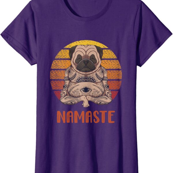 Pug Dog Yoga Namaste Meditation Vintage Zen Manda T-Shirt
