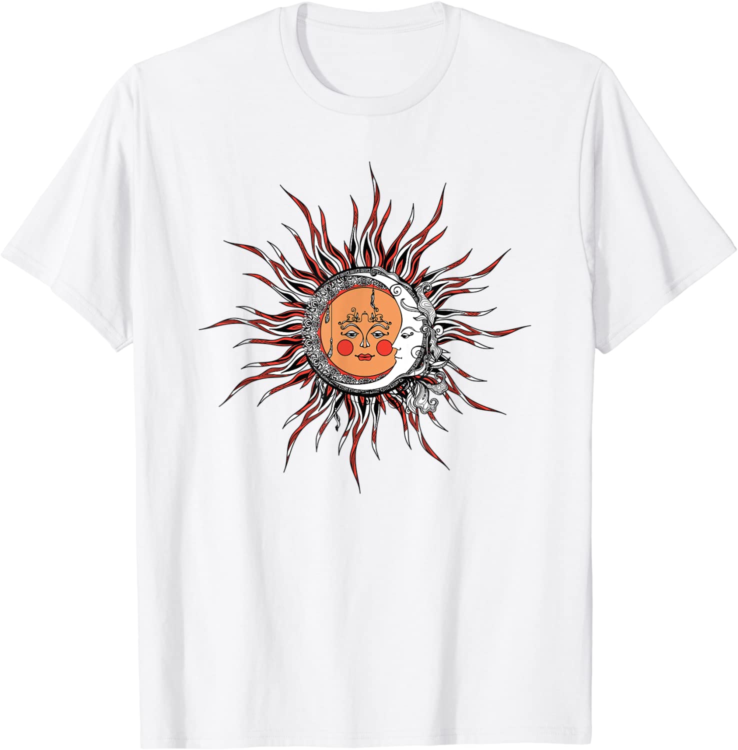 Sun and Moon Vintage Hand Sketch Zen Ornate T-Shirt