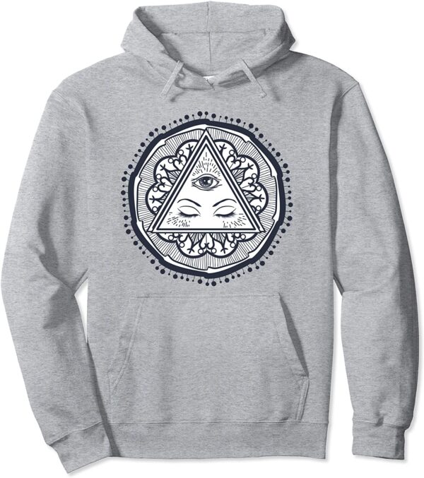 Third Eye Chakra Black & White Zen Mandala Yoga Meditation Pullover Hoodie