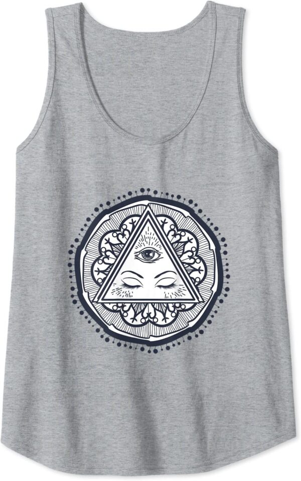 Third Eye Chakra Black & White Zen Mandala Yoga Meditation Tank Top