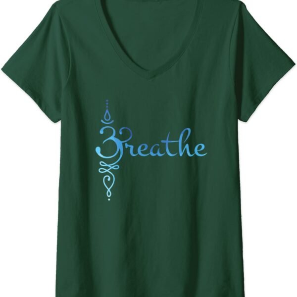 Womens Sanskrit Breath Symbol Zen Yoga Meditation V-Neck T-Shirt