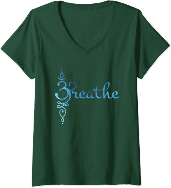 Womens Sanskrit Breath Symbol Zen Yoga Meditation V-Neck T-Shirt