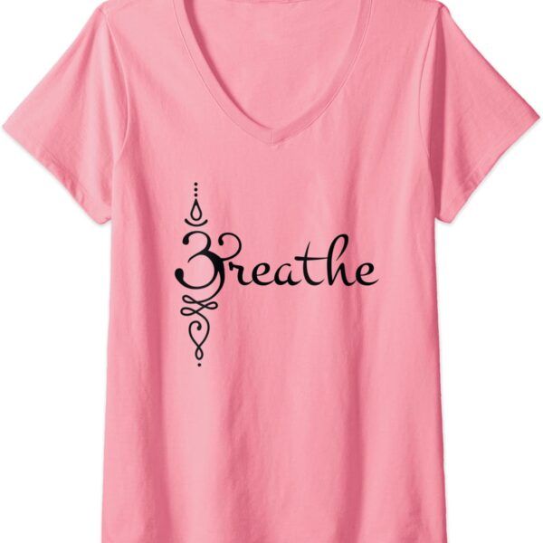 Womens Sanskrit Breath Symbol Zen Yoga Meditation V-Neck T-Shirt