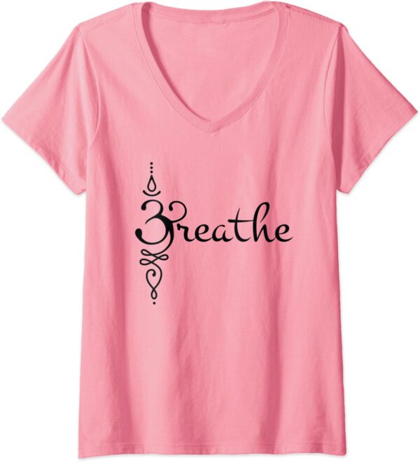 Womens Sanskrit Breath Symbol Zen Yoga Meditation V-Neck T-Shirt