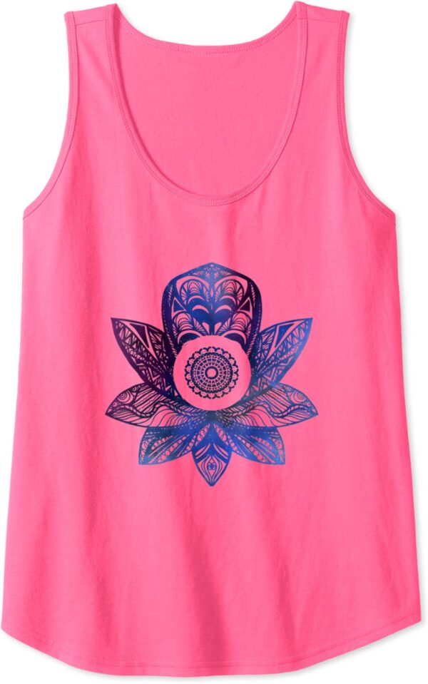 Womens Zen Lotus Flower Mandala Sacred Yoga Meditation Tank Top