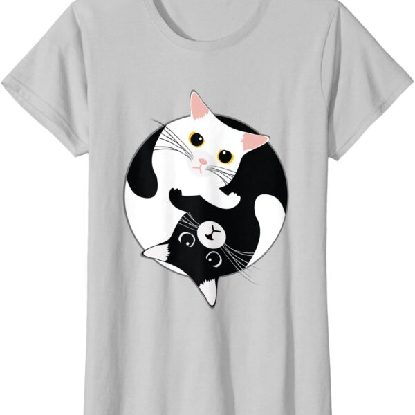 Yin Yang Cats Taichi Cute Kawaii Black and White Kittens T-Shirt