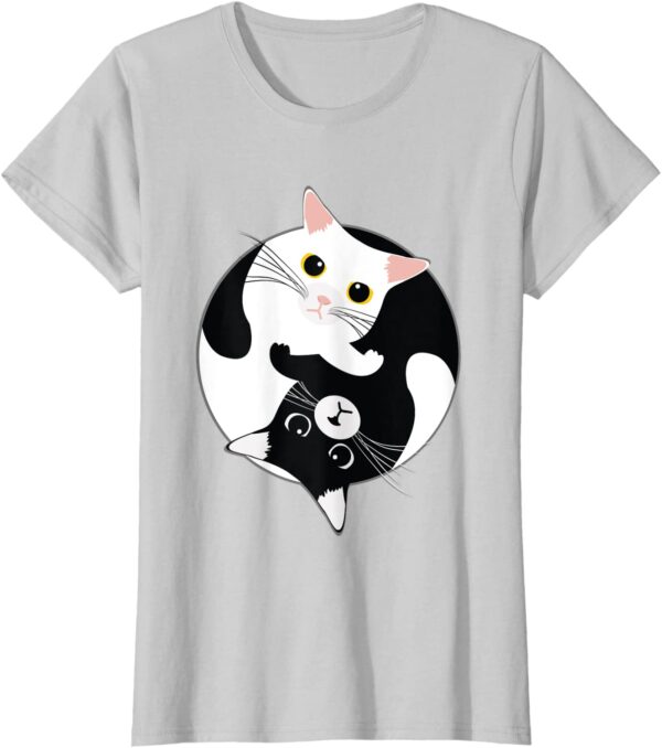 Yin Yang Cats Taichi Cute Kawaii Black and White Kittens T-Shirt