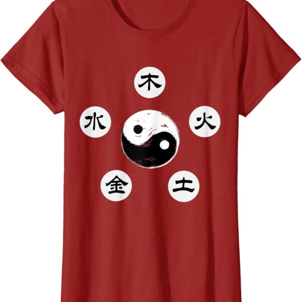 Yin Yang Five Elements Chart Chinese Taichi Balance T-Shirt