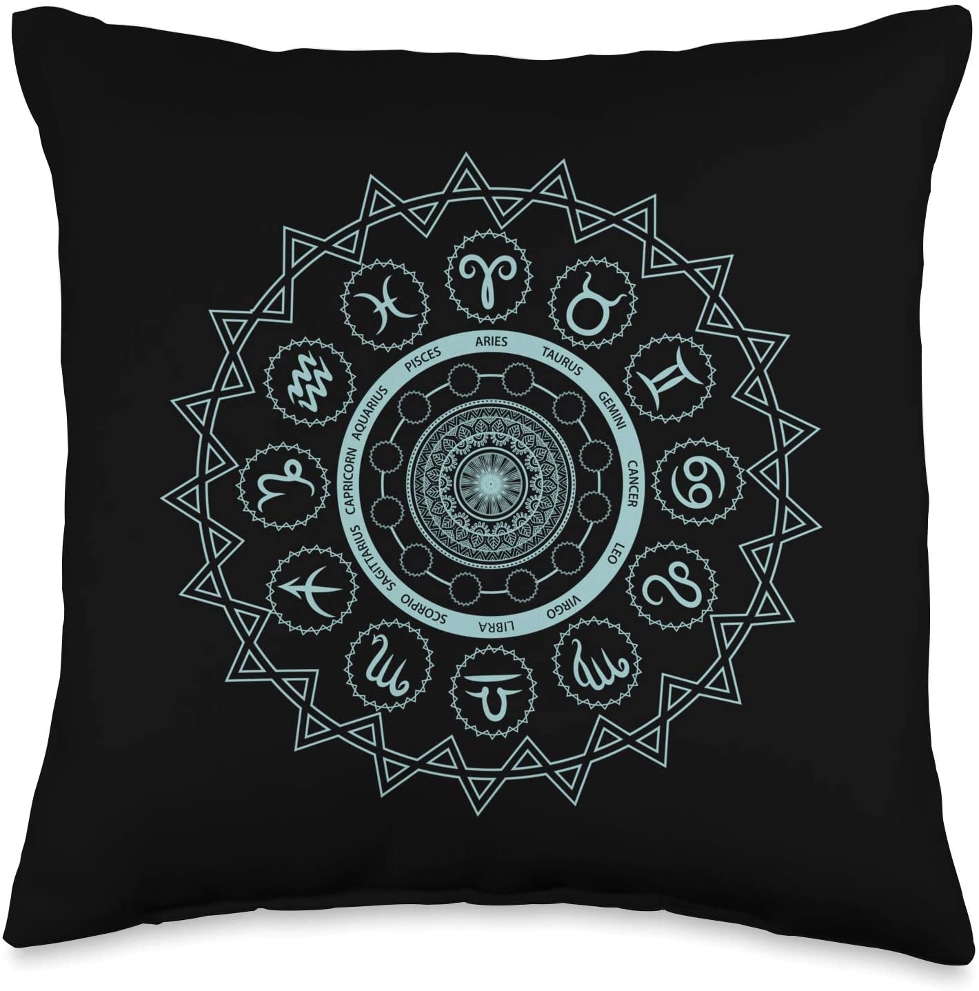 Yogi Republic 12 Horoscope Sign Zodiac Astrology Zen Spiritual Mandala Throw Pillow, 16x16, Multicolor