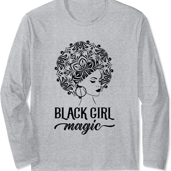 Zen Afro Yoga Mandala Black Girl Magic BLM Inspired Art Long Sleeve T-Shirt