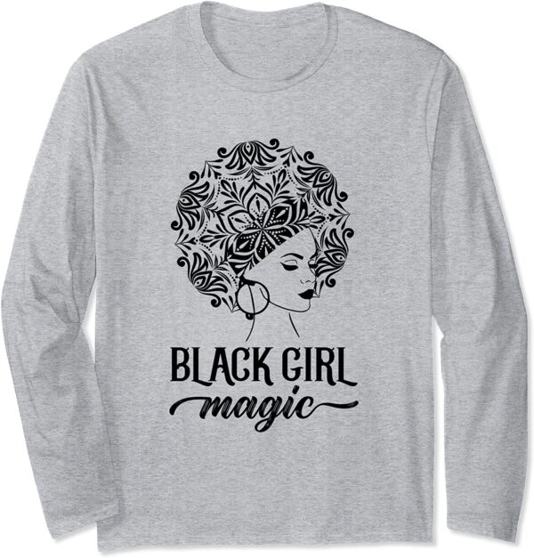 Zen Afro Yoga Mandala Black Girl Magic BLM Inspired Art Long Sleeve T-Shirt