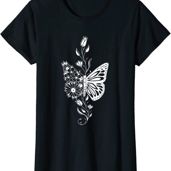 Zen Butterfly Flower Mandala Hippie Meditation T-Shirt