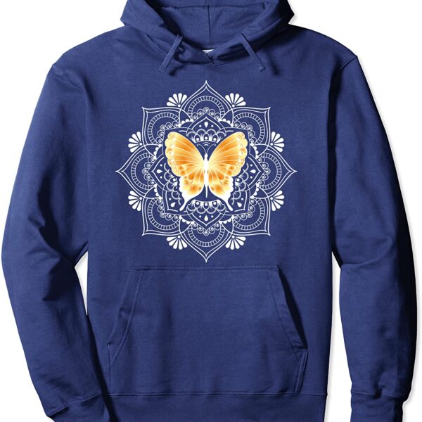 Zen Butterfly Lotus Flower Mandala Hippie Meditation Pullover Hoodie