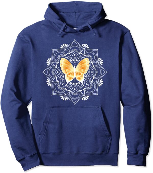 Zen Butterfly Lotus Flower Mandala Hippie Meditation Pullover Hoodie