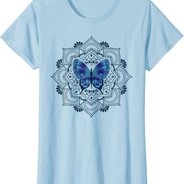 Zen Butterfly Lotus Flower Mandala Hippie Meditation T-Shirt