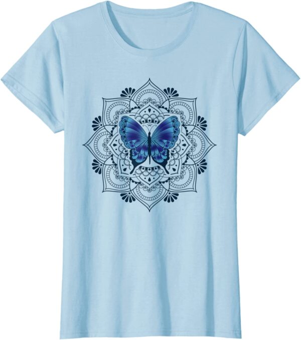 Zen Butterfly Lotus Flower Mandala Hippie Meditation T-Shirt