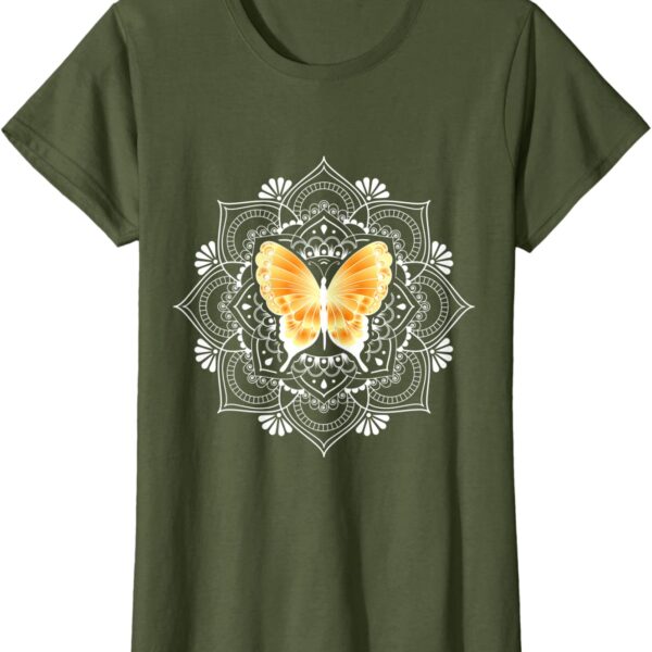 Zen Butterfly Lotus Flower Mandala Hippie Meditation T-Shirt