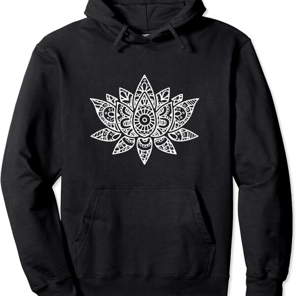 Zen Lotus Flower Mandala Sacred Yoga Hand Sketch Pullover Hoodie