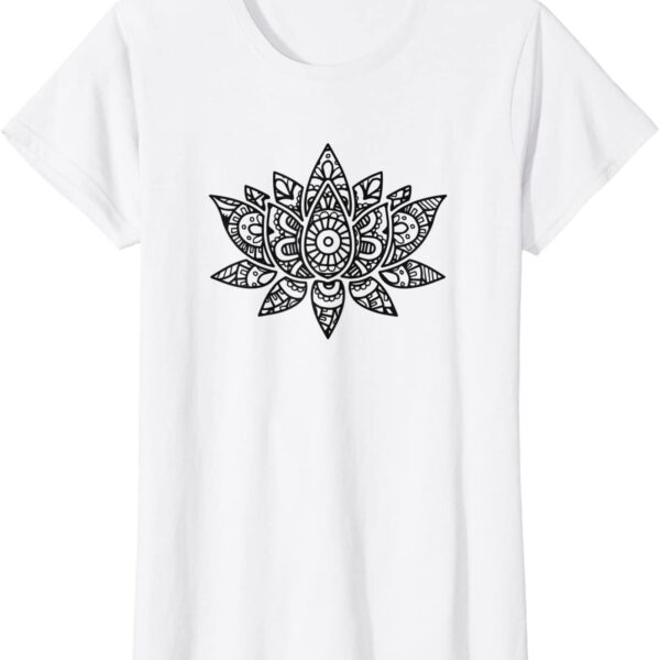 Zen Lotus Flower Mandala Sacred Yoga Hand Sketch T-Shirt