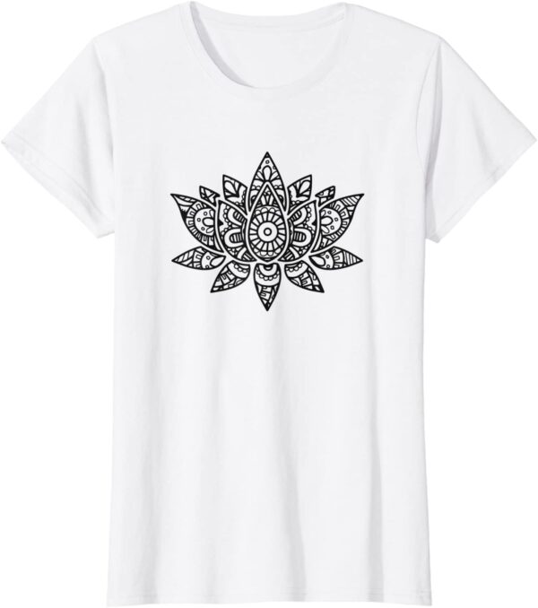 Zen Lotus Flower Mandala Sacred Yoga Hand Sketch T-Shirt