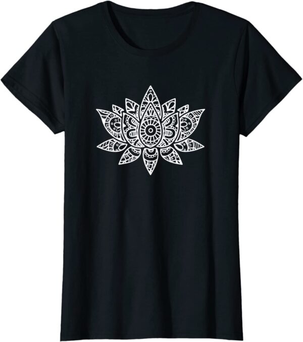 Zen Lotus Flower Mandala Sacred Yoga Hand Sketch T-Shirt