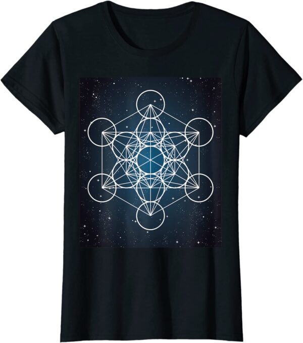 Metatron Cube Sacred Geometry Spiritual Symbol in Galaxy T-Shirt