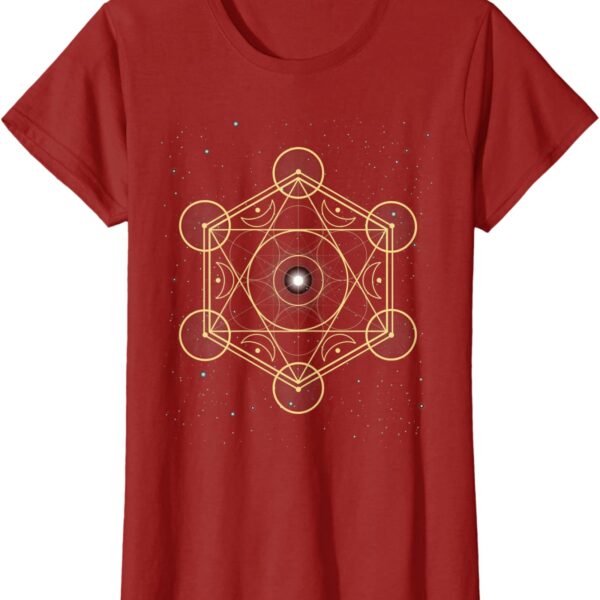 Metatron Cube Sacred Geometry Spiritual Symbol in Galaxy T-Shirt