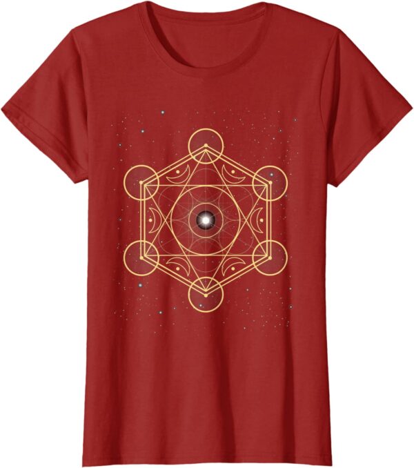 Metatron Cube Sacred Geometry Spiritual Symbol in Galaxy T-Shirt