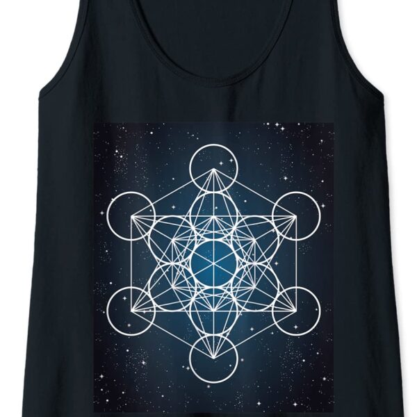 Metatron Cube Sacred Geometry Spiritual Symbol in Galaxy Tank Top