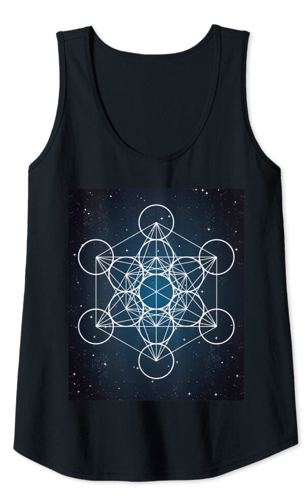 Metatron Cube Sacred Geometry Spiritual Symbol in Galaxy Tank Top