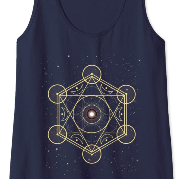 Metatron Cube Sacred Geometry Spiritual Symbol in Galaxy Tank Top