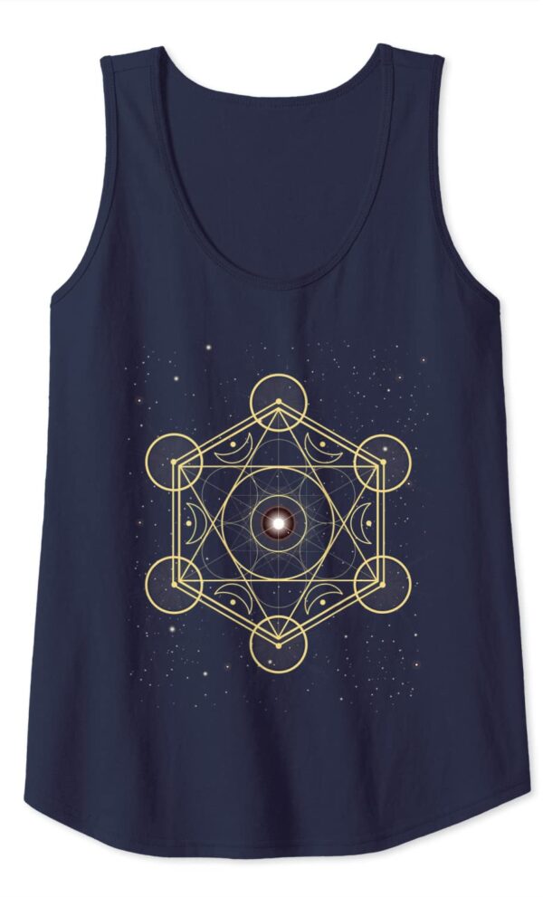 Metatron Cube Sacred Geometry Spiritual Symbol in Galaxy Tank Top